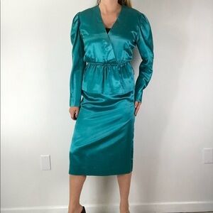EMILIO PUCCI 70’s Vintage Teal Top Skirt Set